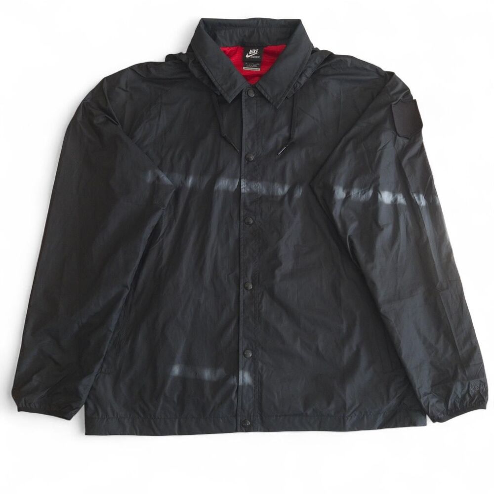Nike Men's Black Reflective Windbreaker Coaches Jacket Snap Button XL